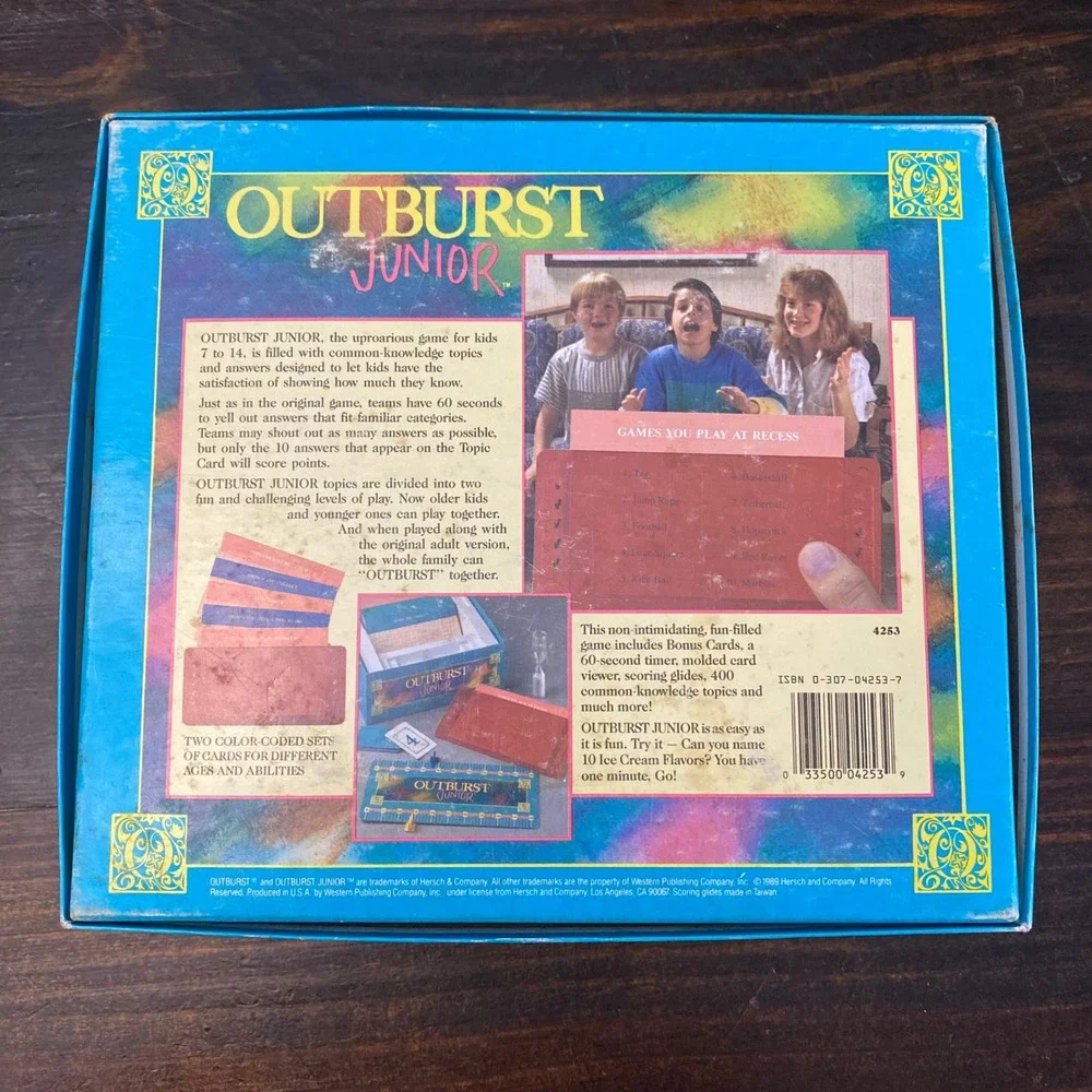 Vintage 1989‎ Outburst Junior COMPLETE Board Game Hersch and Company Kids